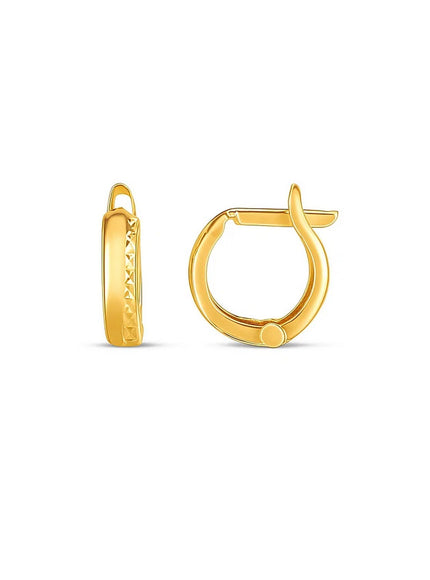 14k Yellow Gold Textured Huggie Hoops
