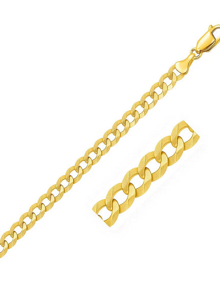 7.0mm 14k Yellow Gold Solid Curb Bracelet