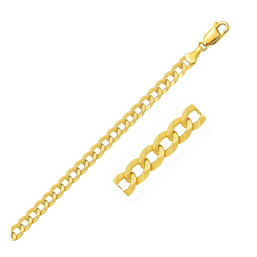 7.0mm 14k Yellow Gold Solid Curb Bracelet