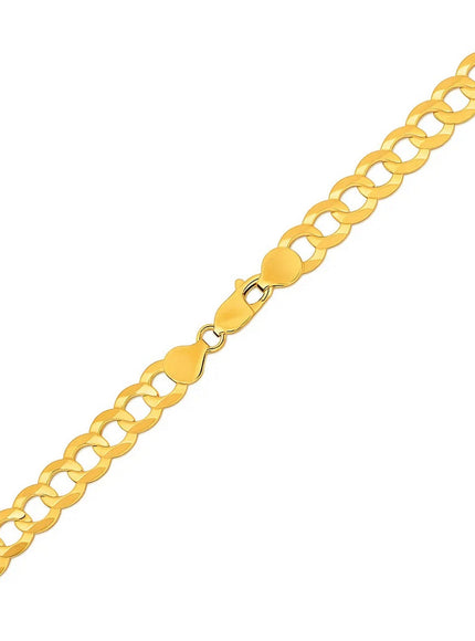 7.0mm 14k Yellow Gold Solid Curb Bracelet