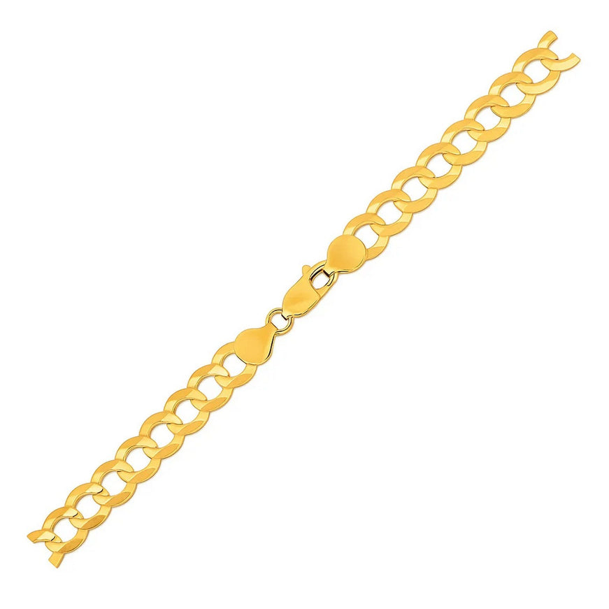 7.0mm 14k Yellow Gold Solid Curb Bracelet
