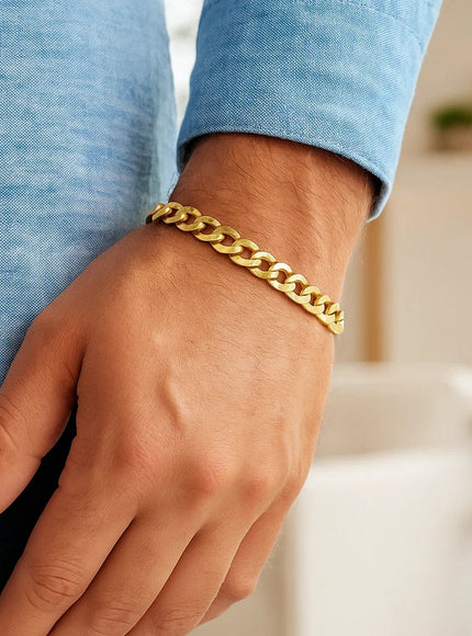 7.0mm 14k Yellow Gold Solid Curb Bracelet