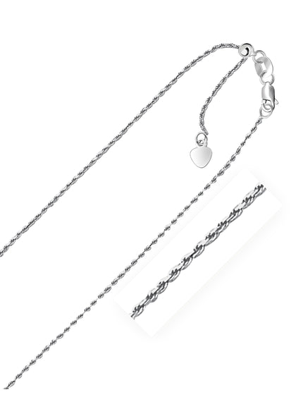 14k White Gold Adjustable Rope Chain 1.0mm