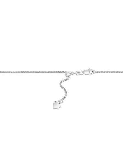 14k White Gold Adjustable Rope Chain 1.0mm