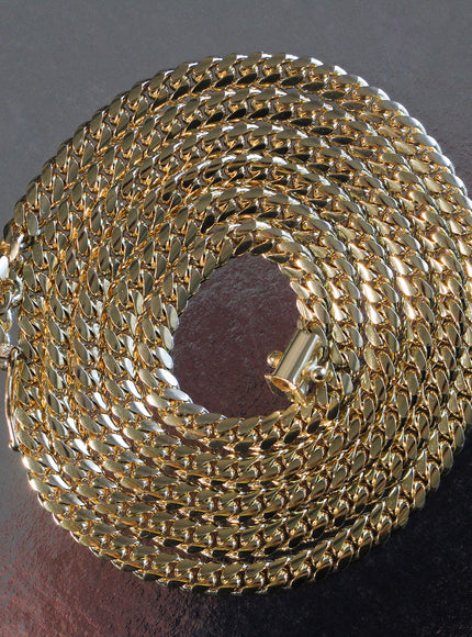 4.0mm 14k Yellow Gold Classic Solid Miami Cuban Chain