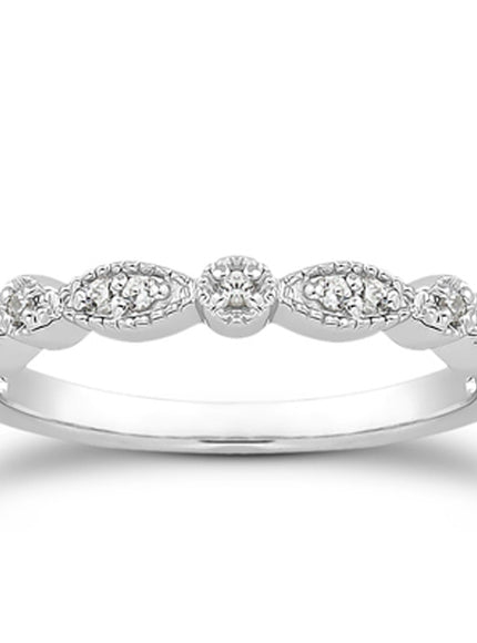 14k White Gold Vintage Look Fancy Pave Diamond Milgrain Wedding Ring Band