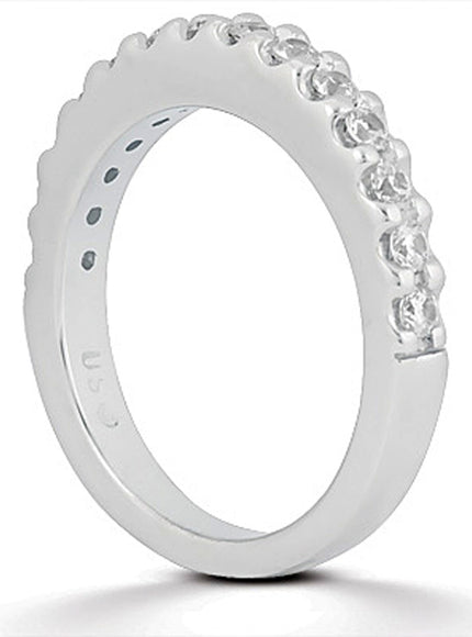 14k White Gold Shared Prong Diamond Wedding Ring Band