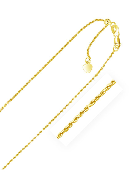14k Yellow Gold Adjustable Rope Chain 1.0mm