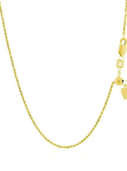 14k Yellow Gold Adjustable Rope Chain 1.0mm