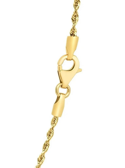 14k Yellow Gold Solid Diamond Cut Rope Chain 1.5mm