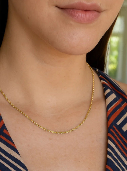 14k Yellow Gold Solid Diamond Cut Rope Chain 1.5mm