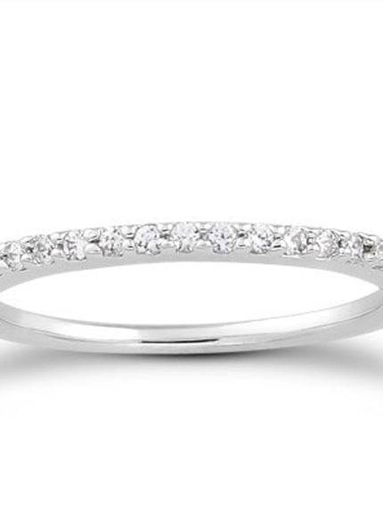 14k White Gold Slim Profile Diamond Micro Prong Diamond Wedding Ring Band