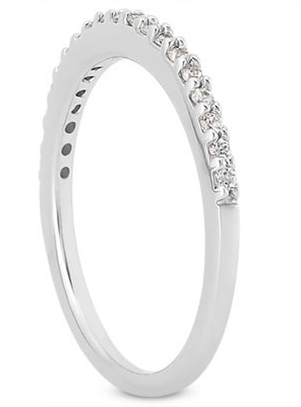 14k White Gold Slim Profile Diamond Micro Prong Diamond Wedding Ring Band