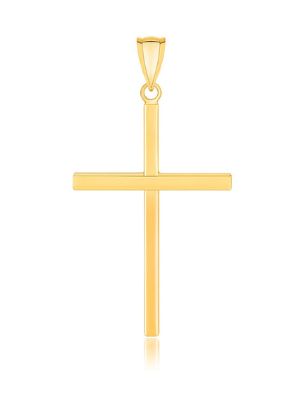 14k Yellow Gold Polished Flat Cross Pendant