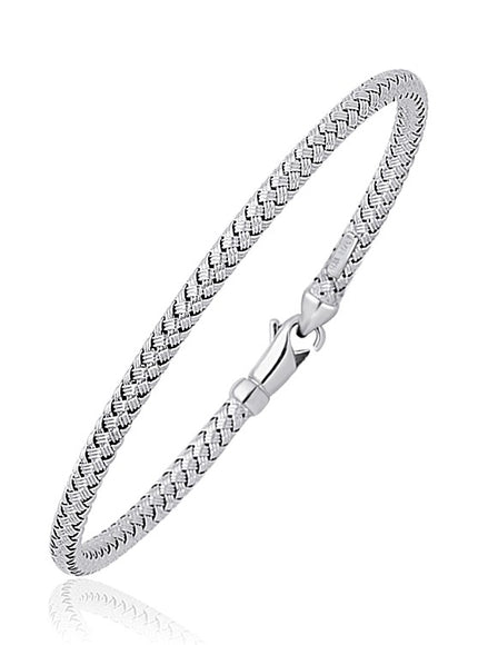 Fancy Weave Bangle in 14k White Gold (3.0mm)