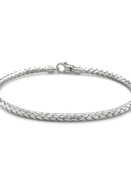 Fancy Weave Bangle in 14k White Gold (3.0mm)