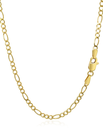 3.0mm 10k Yellow Gold Solid Figaro Chain