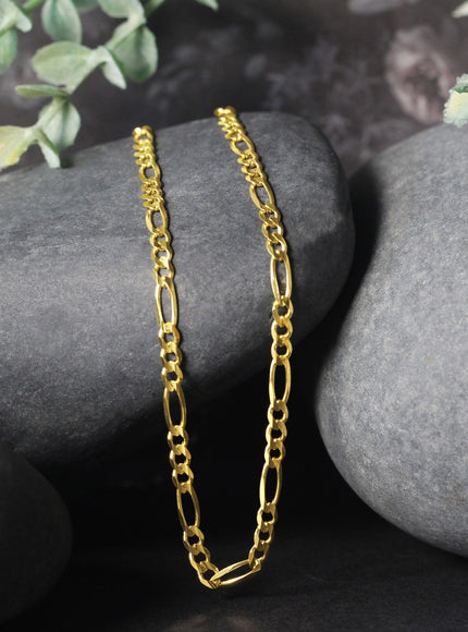 3.0mm 10k Yellow Gold Solid Figaro Chain