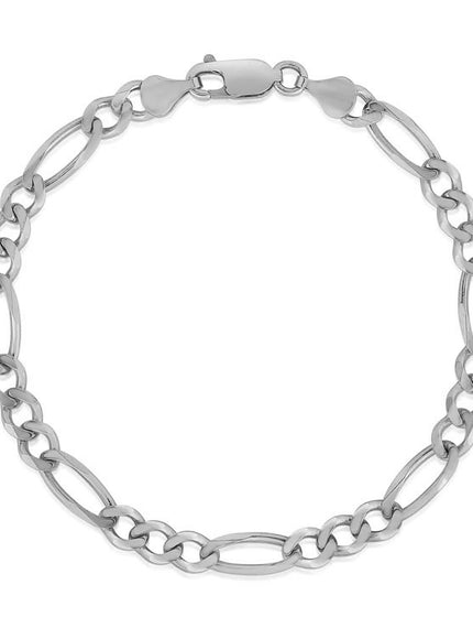 4.6mm 14k White Gold Solid Figaro Bracelet