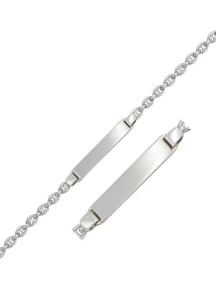 14k White Gold Figaro Chain Fancy Children's ID Bracelet