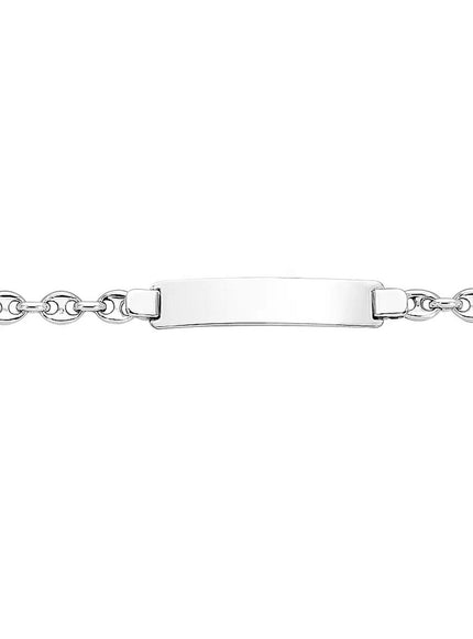 14k White Gold Figaro Chain Fancy Children's ID Bracelet