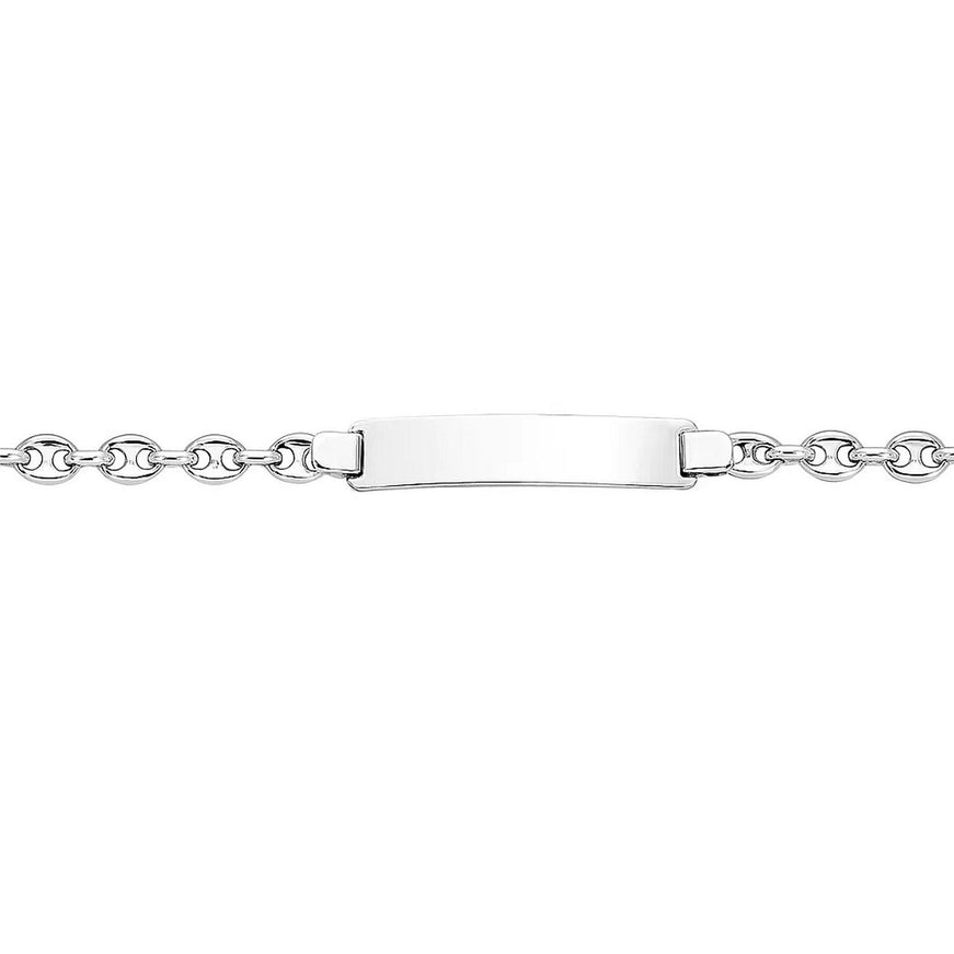 14k White Gold Figaro Chain Fancy Children's ID Bracelet