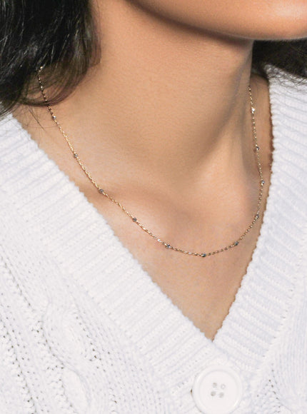 Diamond Cut Bead Links Pendant Chain in 14k Two Tone Gold (3.5mm)