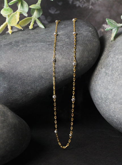 Diamond Cut Bead Links Pendant Chain in 14k Two Tone Gold (3.5mm)
