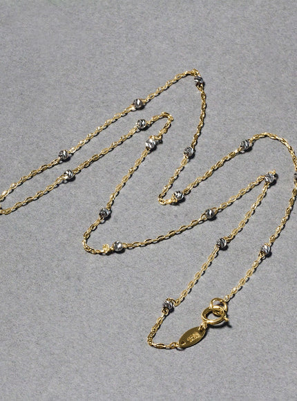 Diamond Cut Bead Links Pendant Chain in 14k Two Tone Gold (3.5mm)