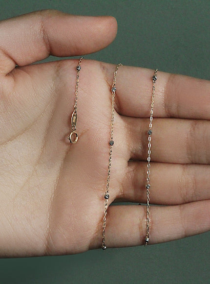 Diamond Cut Bead Links Pendant Chain in 14k Two Tone Gold (3.5mm)