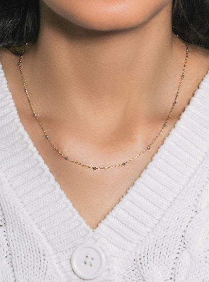 Diamond Cut Bead Links Pendant Chain in 14k Two Tone Gold (3.5mm)