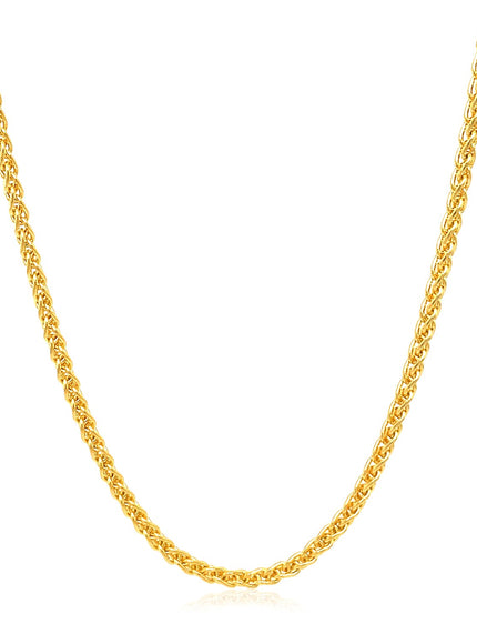 2.1mm 14k Yellow Gold Round Wheat Chain