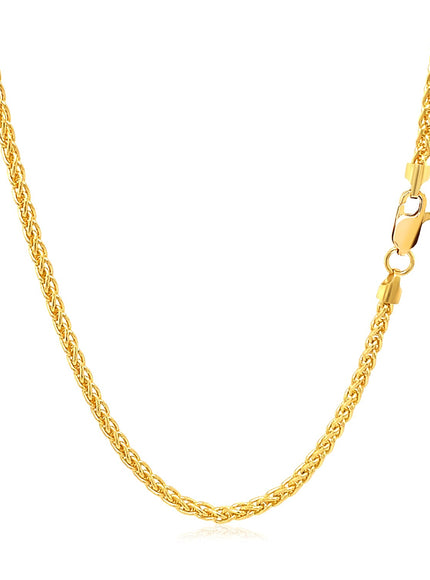 2.1mm 14k Yellow Gold Round Wheat Chain