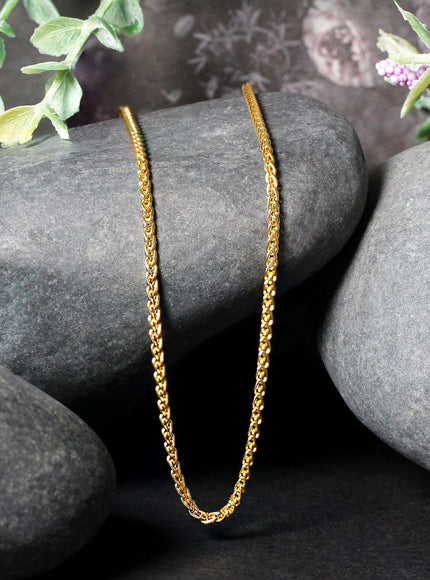2.1mm 14k Yellow Gold Round Wheat Chain