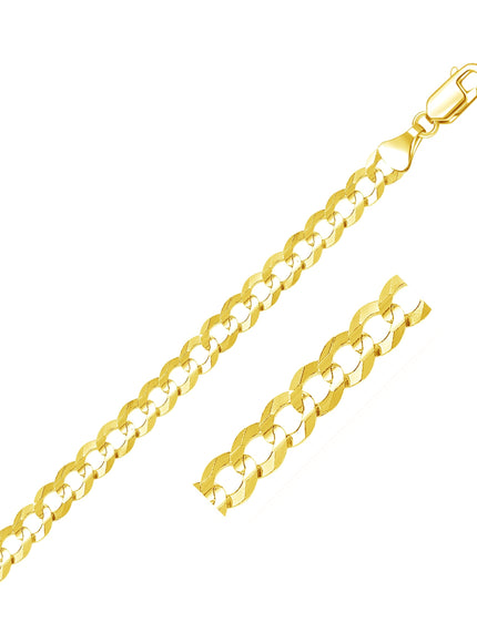 7.0mm 14k Yellow Gold Solid Curb Chain