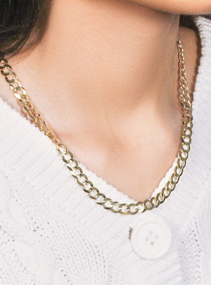 7.0mm 14k Yellow Gold Solid Curb Chain