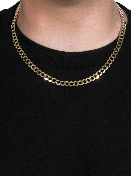 7.0mm 14k Yellow Gold Solid Curb Chain