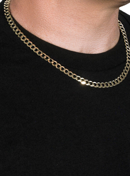 7.0mm 14k Yellow Gold Solid Curb Chain