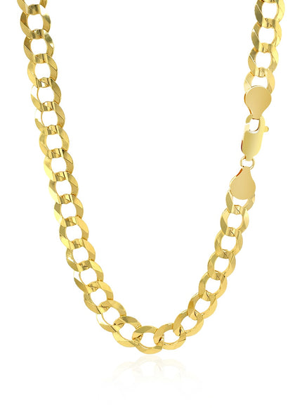 7.0mm 14k Yellow Gold Solid Curb Chain