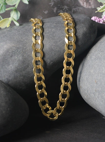 7.0mm 14k Yellow Gold Solid Curb Chain