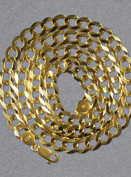 7.0mm 14k Yellow Gold Solid Curb Chain