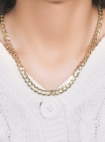 7.0mm 14k Yellow Gold Solid Curb Chain