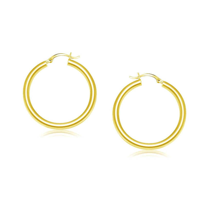 14k Yellow Gold Polished Hoop Earrings (25 mm) - Ellie Belle