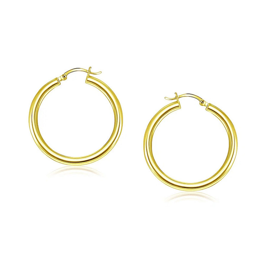 14k Yellow Gold Polished Hoop Earrings (25 mm)