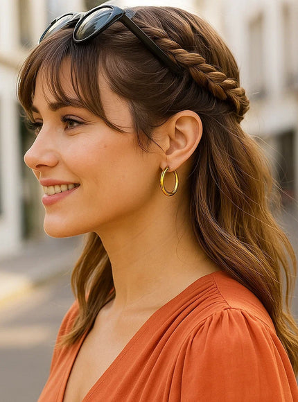 14k Yellow Gold Polished Hoop Earrings (25 mm)