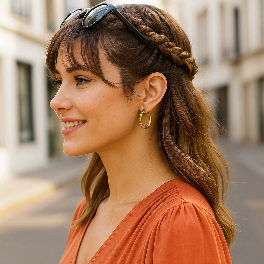 14k Yellow Gold Polished Hoop Earrings (25 mm)