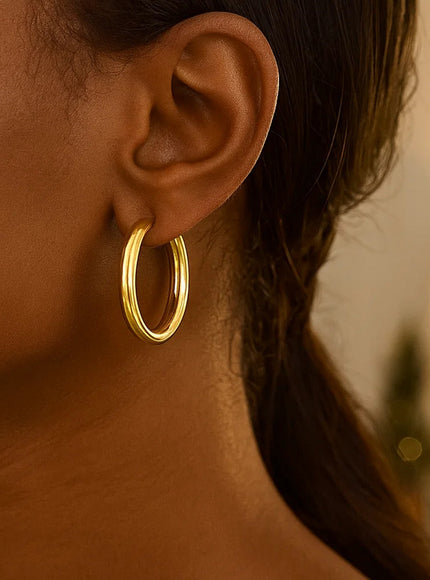 14k Yellow Gold Polished Hoop Earrings (25 mm)