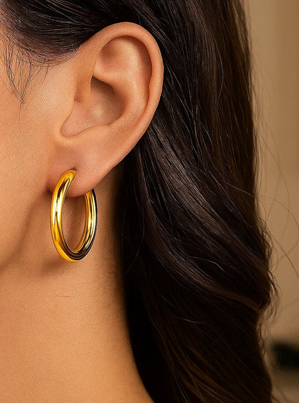 14k Yellow Gold Polished Hoop Earrings (25 mm)