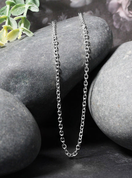 2.3mm 14k White Gold Diamond Cut Cable Link Chain