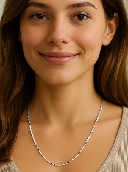 14k White Gold Classic Box Chain 1.1mm